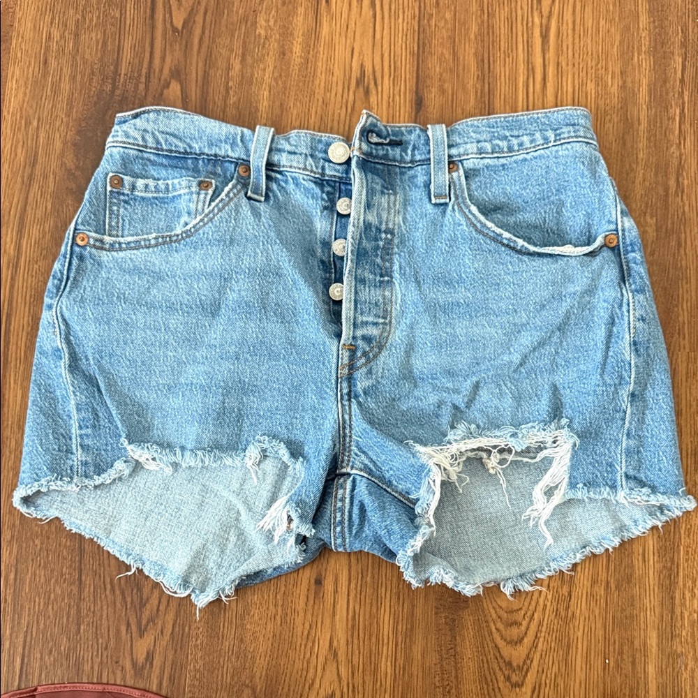 Levi's Light Blue Distressed Jean Shorts